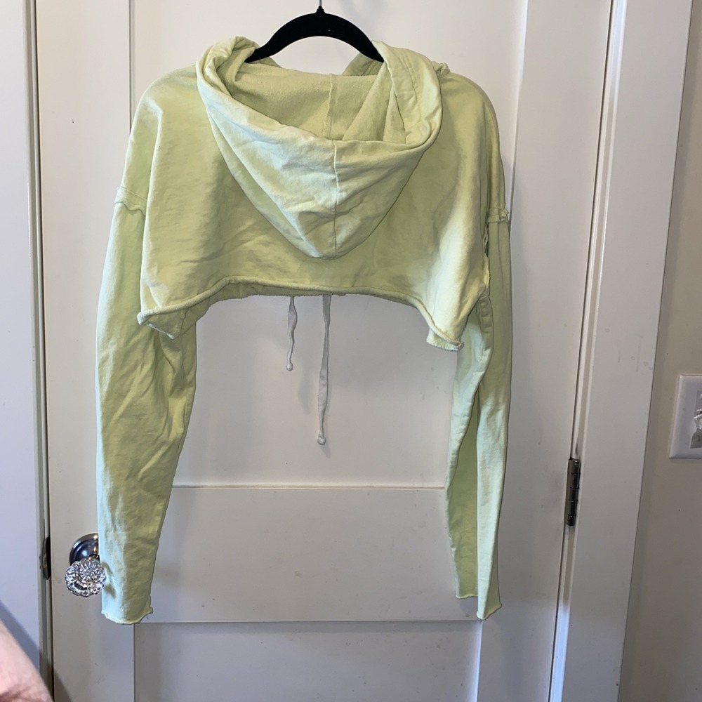 Urban Outfitters Out From Under Light Bright Green Cropped Hoodie Medium - Picture 8 of 9